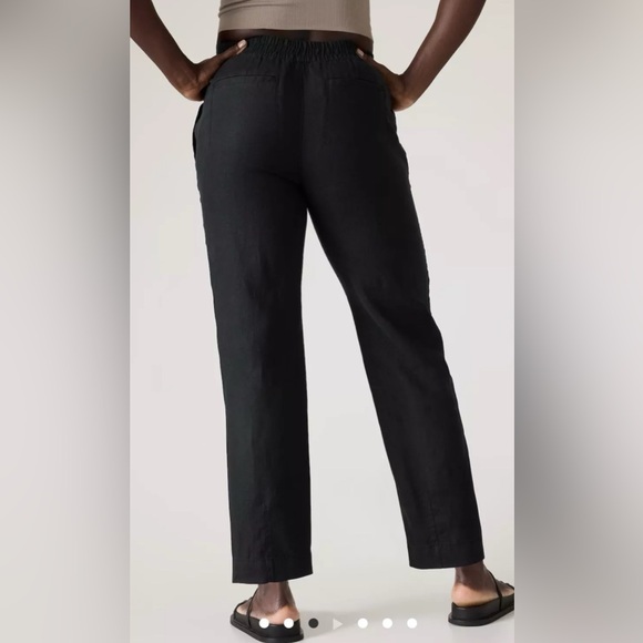 Athleta Retreat 100% Linen Ankle Black Pant Size Medium Style #851027 - Picture 2 of 12
